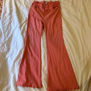 Pastel Peach Pink Stretchy High Waisted Flare Fashion Nova Pants